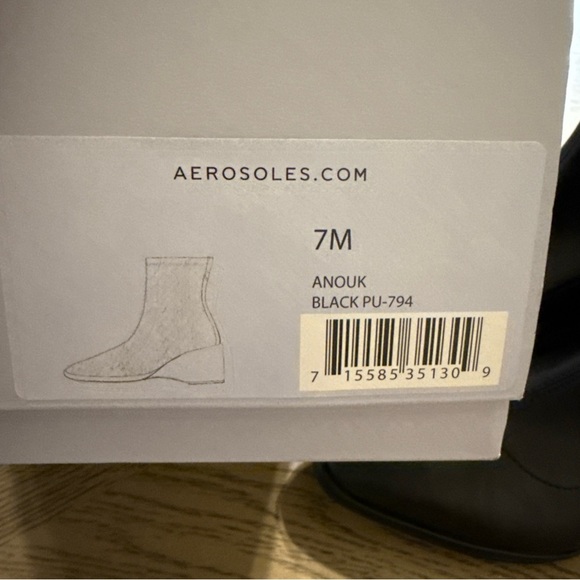 Aerosoles Women's Anouk Mid Calf Boot Black Stretch Faux Leather 7 - NEW - Picture 4 of 4